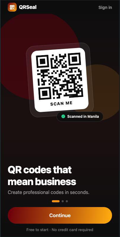 QR Seal mobile product screen